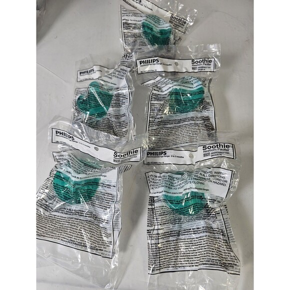 Lot Of 5 Philips 96004-N Newborn Soothie Pacifier Green 0-3 Months Hospital - Picture 3 of 6